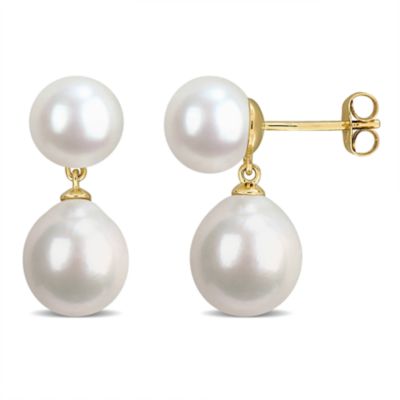 Belk & Co 8-11 mm Freshwater Cultured Pearl Earrings in 10K Yellow Gold