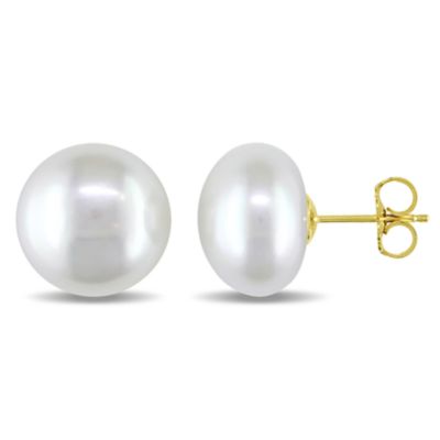 Belk & Co 11-12 mm Freshwater Cultured Pearl Earrings in 14k Yellow Gold