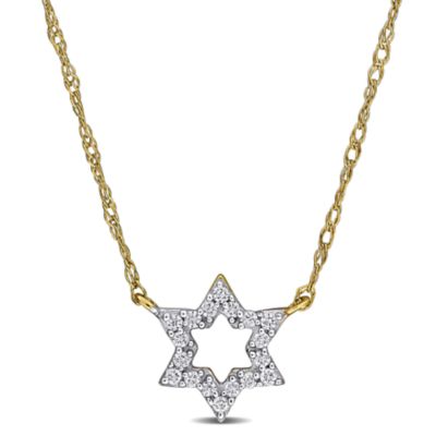 Belk & Co Diamond Accent Star of David Necklace in 14k Two-Tone Gold - 17 in, Yellow