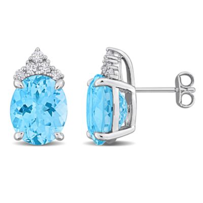 Belk & Co Lab Created Sky Blue Topaz & White Sapphire Earrings in Sterling Silver