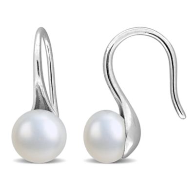 Belk & Co 6-7mm Freshwater Cultured Pearl Wave Earrings in Sterling Silver