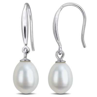 Belk & Co 7-8mm Freshwater Cultured Pearl Slim Drop Earrings in Sterling Silver