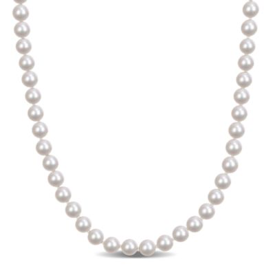Belk & Co 6.5-7mm Chinese Akoya Cultured Pearl Strand Necklace in 14k Yellow Gold-18 in