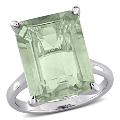 Belk & Co Green Quartz Solitaire Ring in Sterling Silver