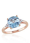 10k Rose Gold Blue Topaz and Diamond Ring
