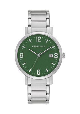 Caravelle New York Men's Dress Bracelet Watch, Silver -  0042429582170