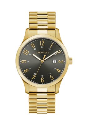 Caravelle New York Men's Traditional Expansion Watch, Gold -  0042429581494