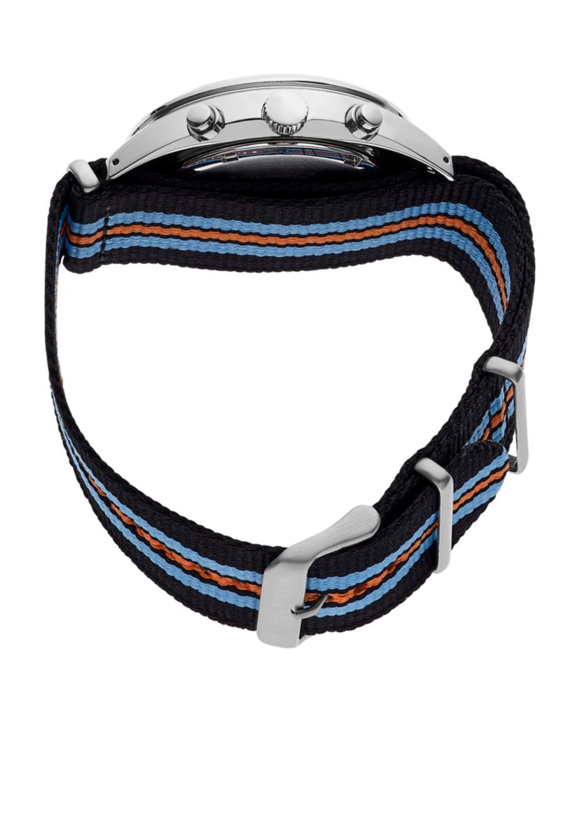 Stainless Steel Solar Chronograph Recraft Series Stripe Nylon Strap Watch
