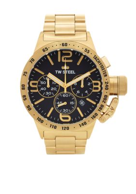 Men's Gold Chronograph Black Dial Watch