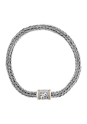 Effy 1/8 Ct. T.w. Diamond Cable Bracelet In Sterling Silver And 18K Yellow Gold