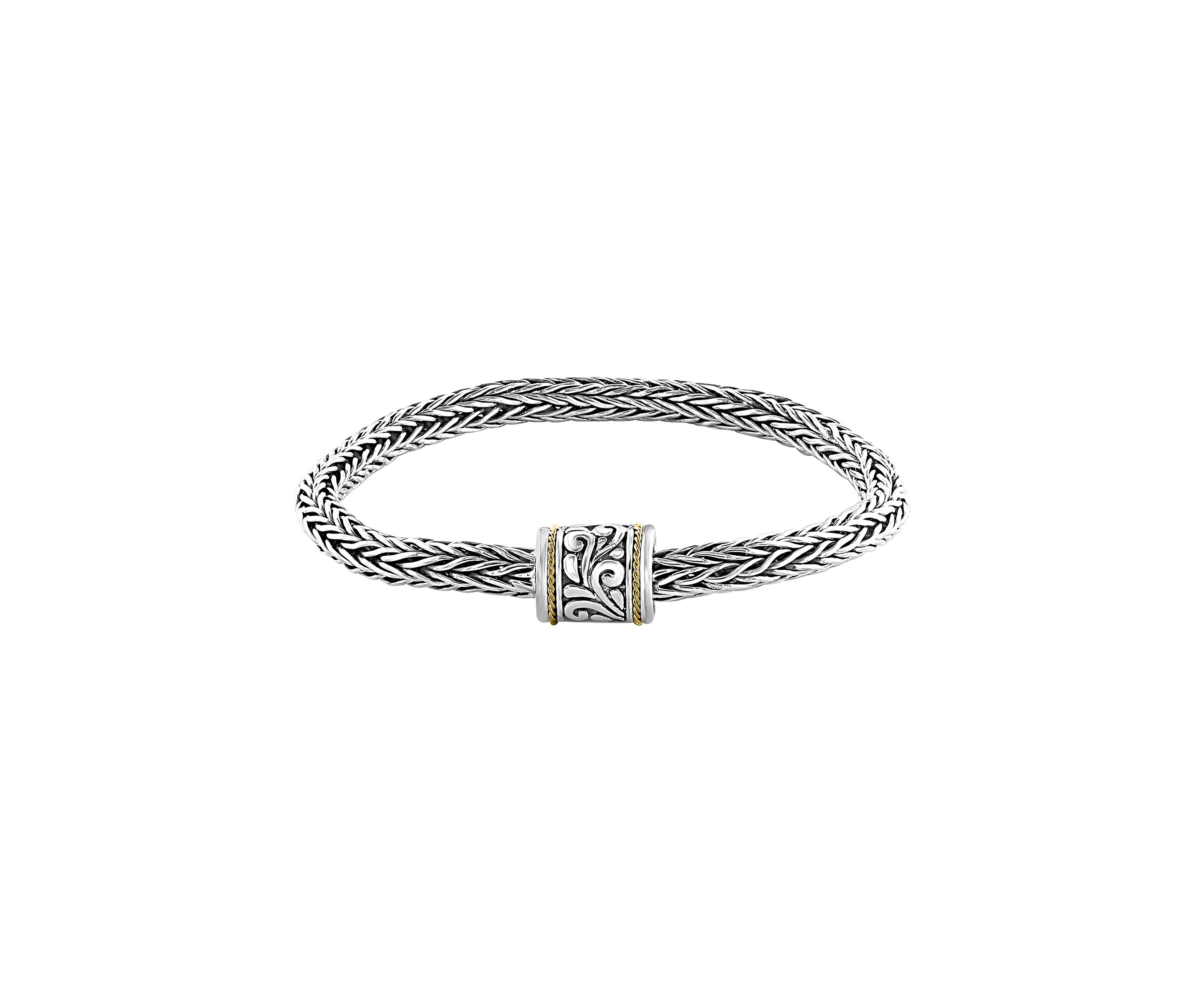 1/8 ct. t.w. Diamond Cable Bracelet in Sterling Silver and 18K Yellow Gold 