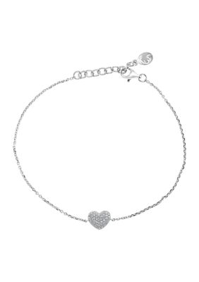 Effy 1/8 Ct. T.w. Diamond Heart Bracelet In Sterling Silver