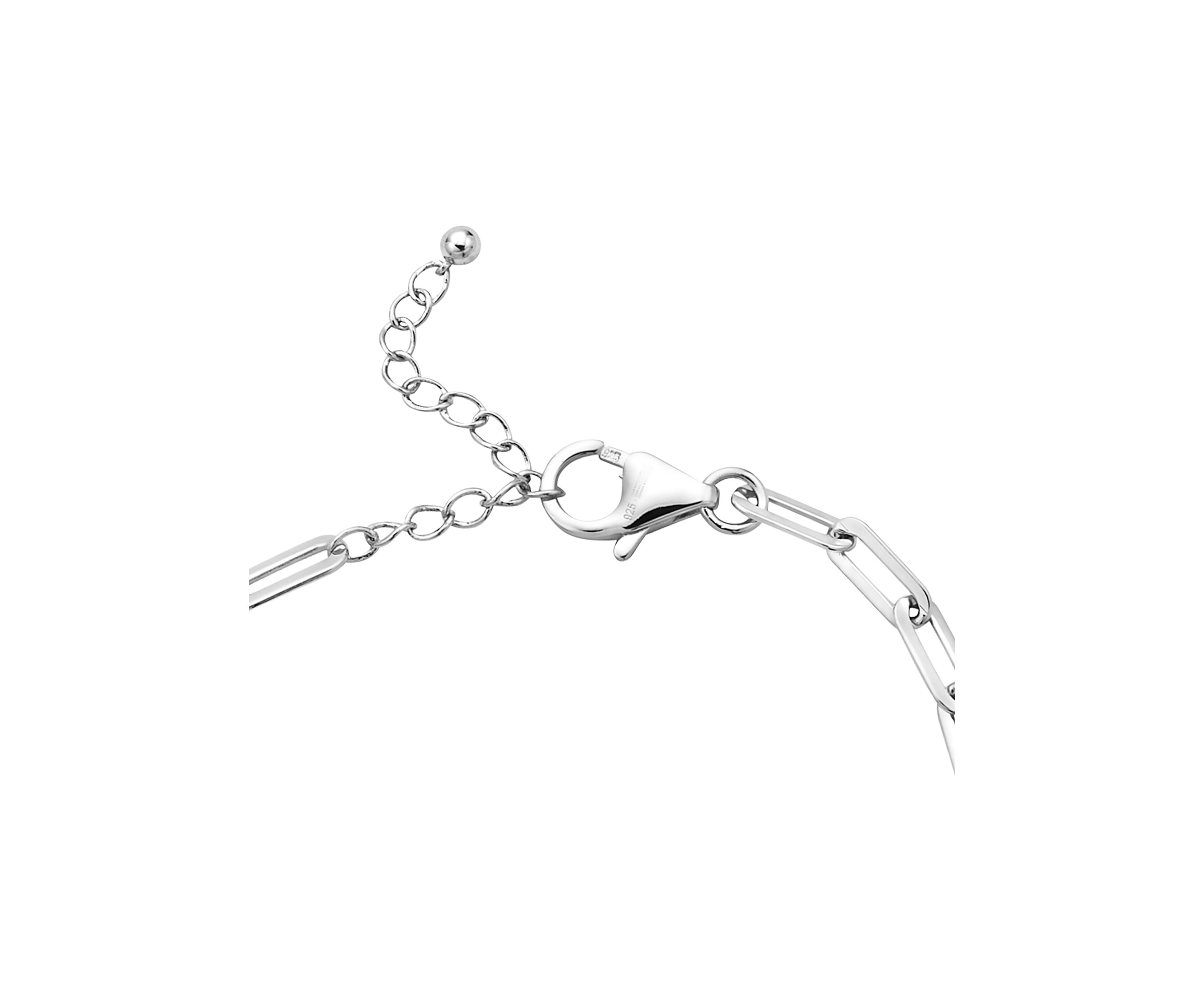 1/10 ct. t.w. Diamond Cross Paperclip Bracelet in Sterling Silver