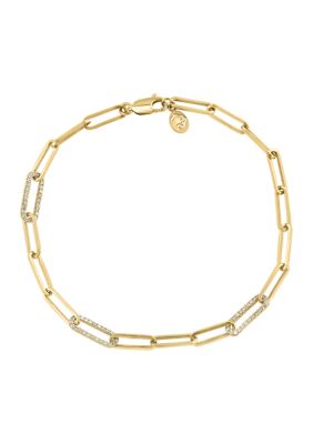 Effy 1/4 Ct. T.w. Diamond Paperclip Bracelet In Gold Over Sterling Silver