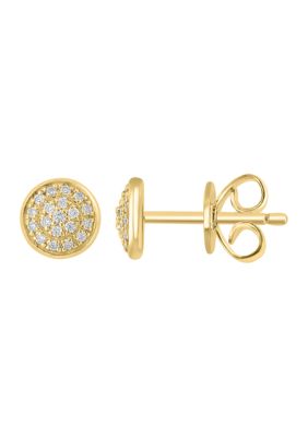 Effy 1/8 Ct. T.w. Diamond Earrings In 14K Yellow Gold Over Sterling Silver