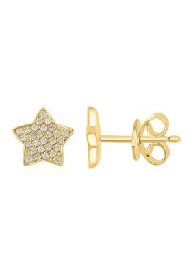 Effy 14K Gold Plated Diamond Star Earrings