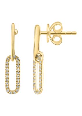 Effy 925 Gold-Plated Silver Diamond Earrings