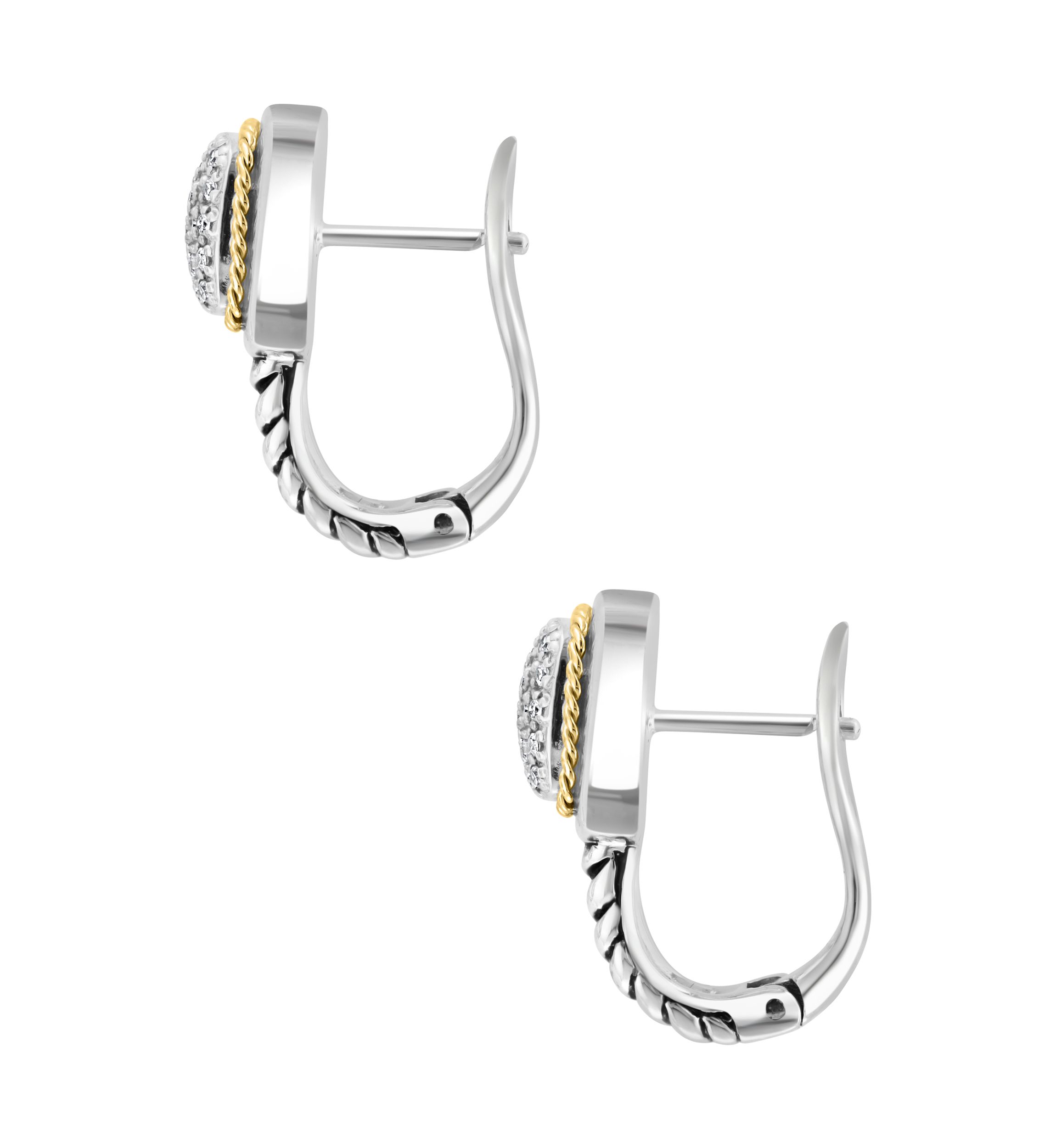 Sterling Silver/18K Yellow Gold Diamond Earrings