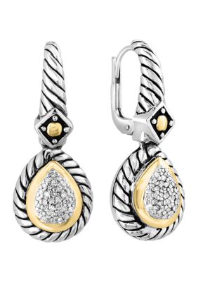 Effy 1/5 Ct. T.w. Diamond Cable Drop Earrings In Sterling Silver And 18K Yellow Gold