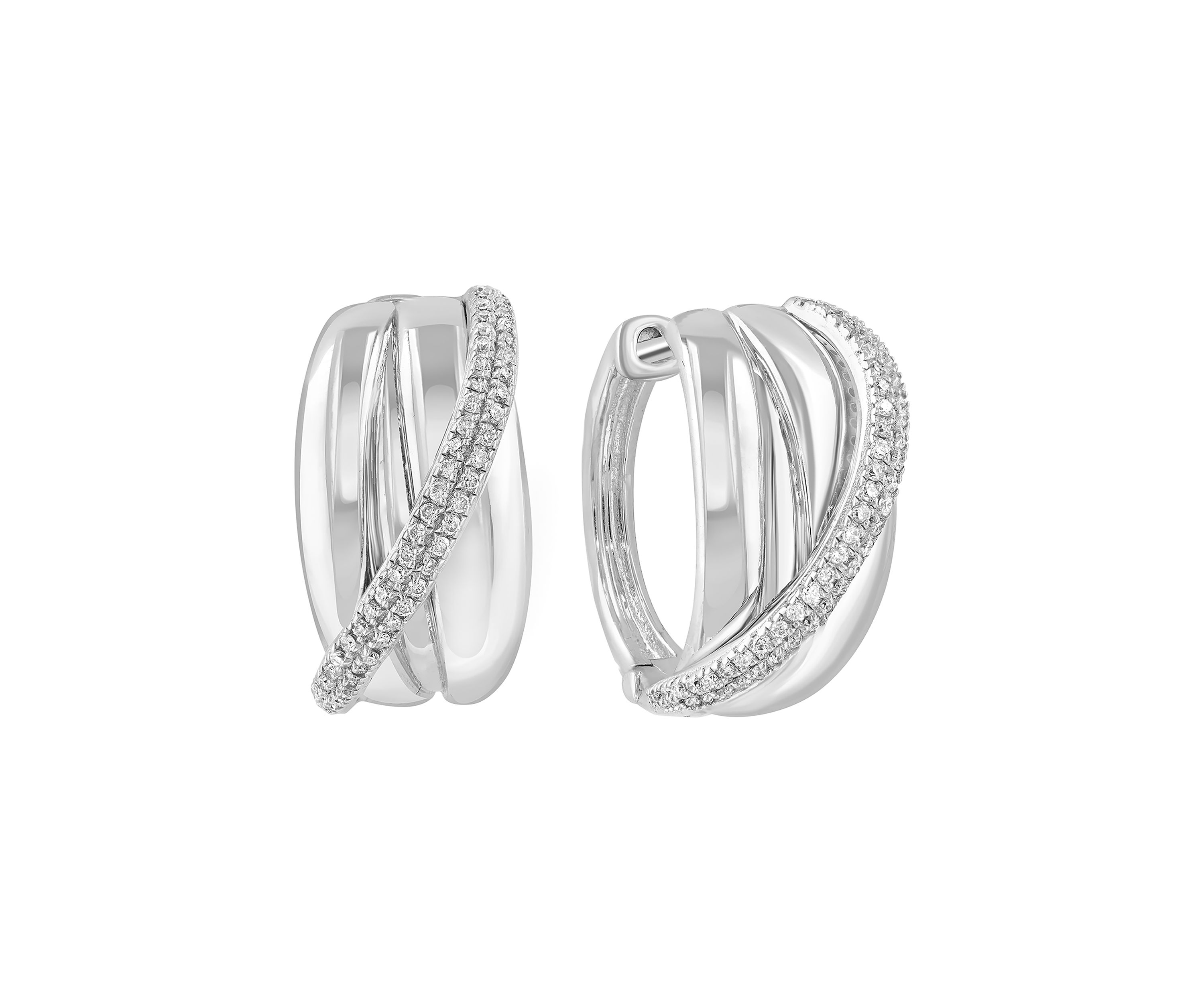 1/3 ct. t.w. Diamond Hoop Earrings in Sterling Silver