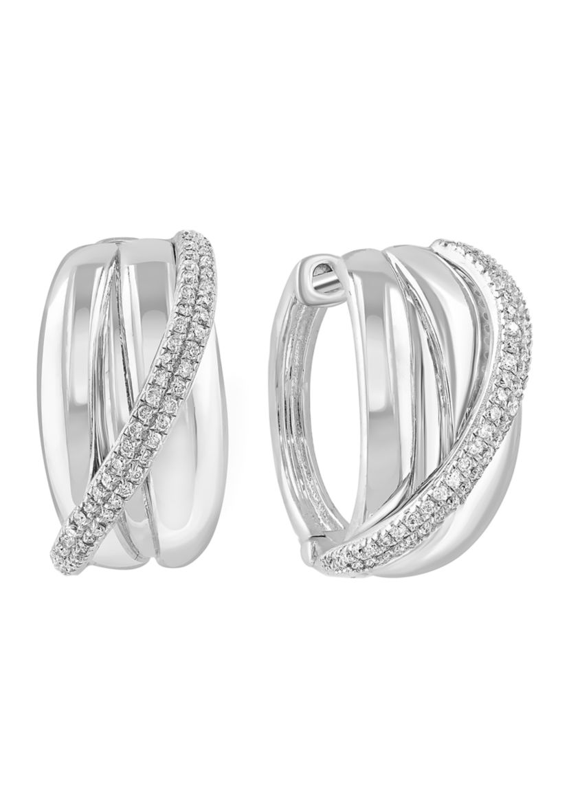 1/3 ct. t.w. Diamond Hoop Earrings in Sterling Silver