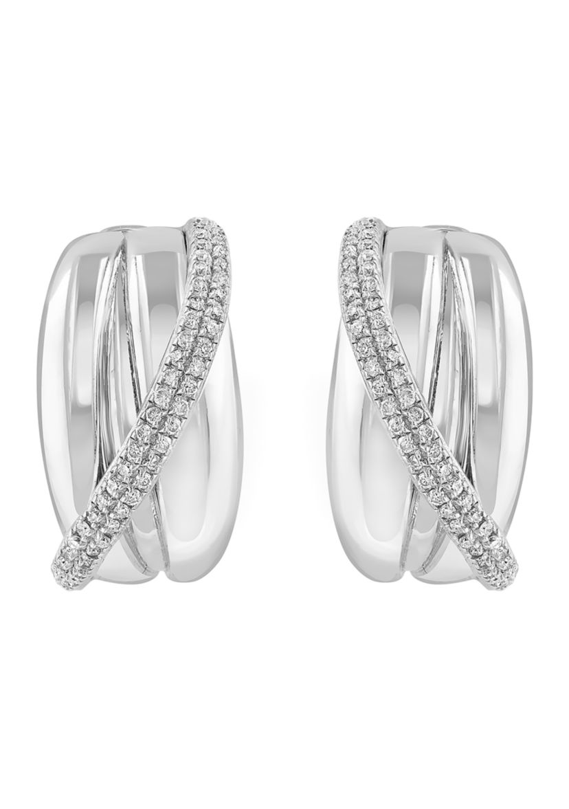 1/3 ct. t.w. Diamond Hoop Earrings in Sterling Silver