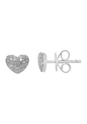 Effy 1/5 Ct. T.w. Diamond Heart Earrings In Sterling Silver
