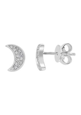 Effy 1/10 Ct. T.w. Diamond Crescent Stud Earrings In Sterling Silver