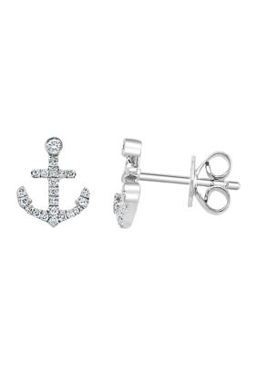 Effy Sterling Silver 1/8 Ct. T.w. Diamond Anchor Earrings