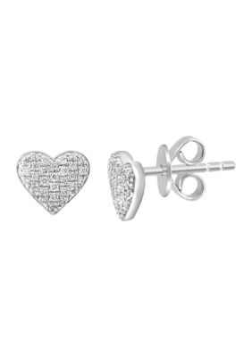 Effy 925 Sterling Silver Diamond Heart Earrings