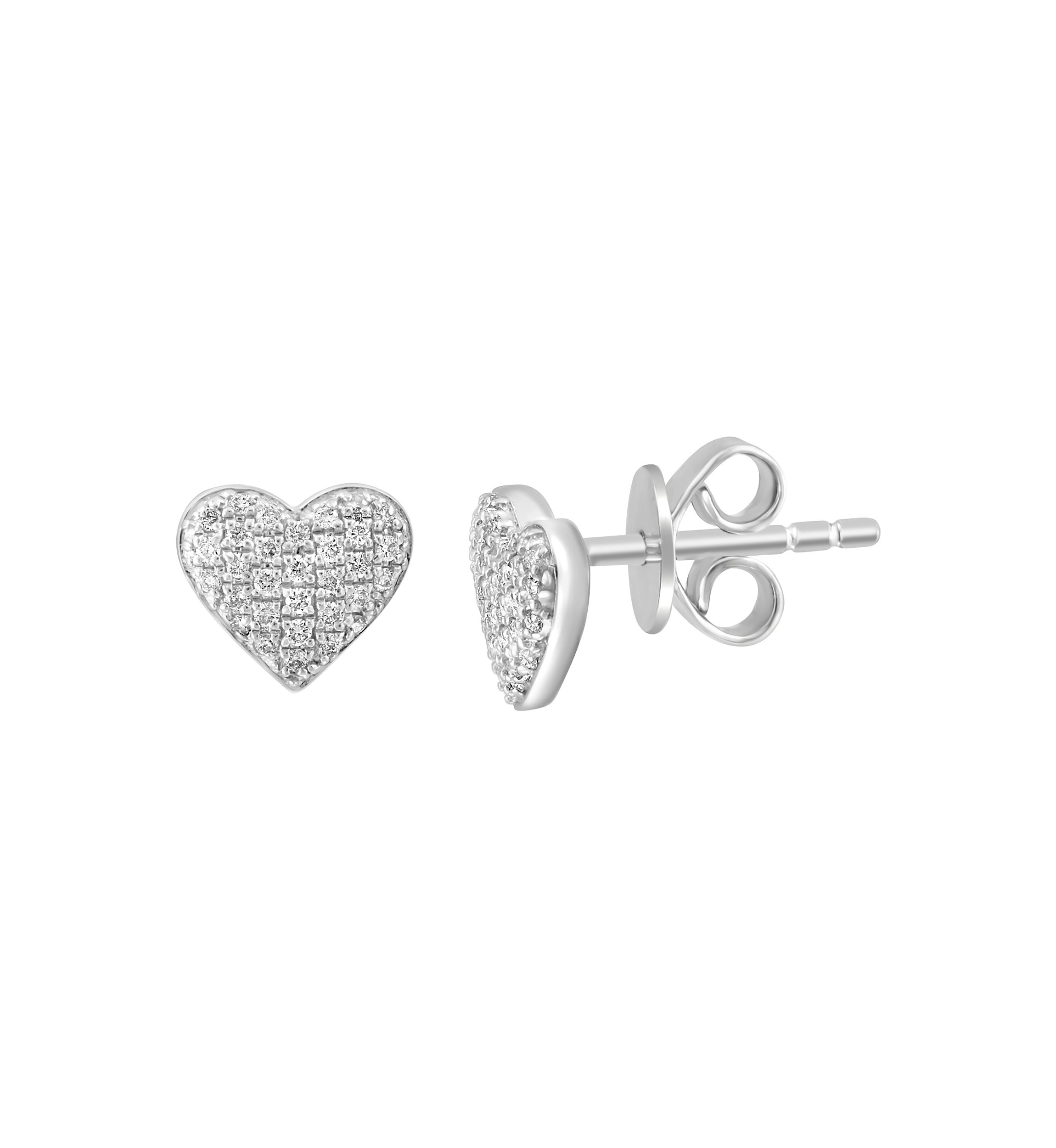 925 Sterling Silver Diamond Heart Earrings