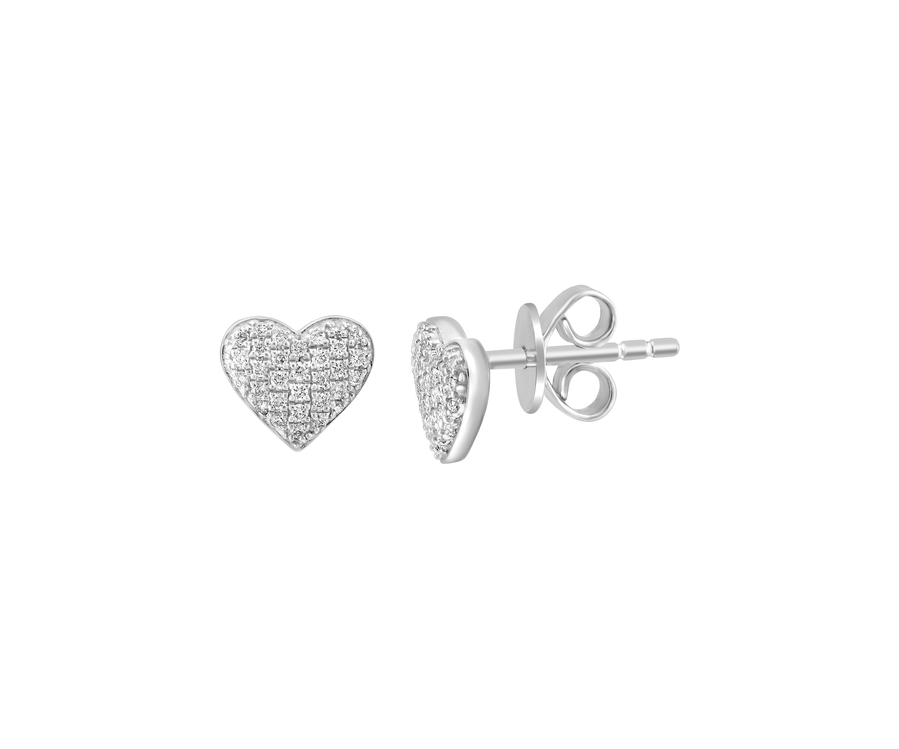 925 Sterling Silver Diamond Heart Earrings