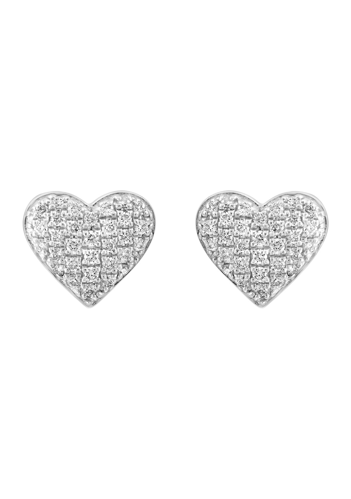 925 Sterling Silver Diamond Heart Earrings