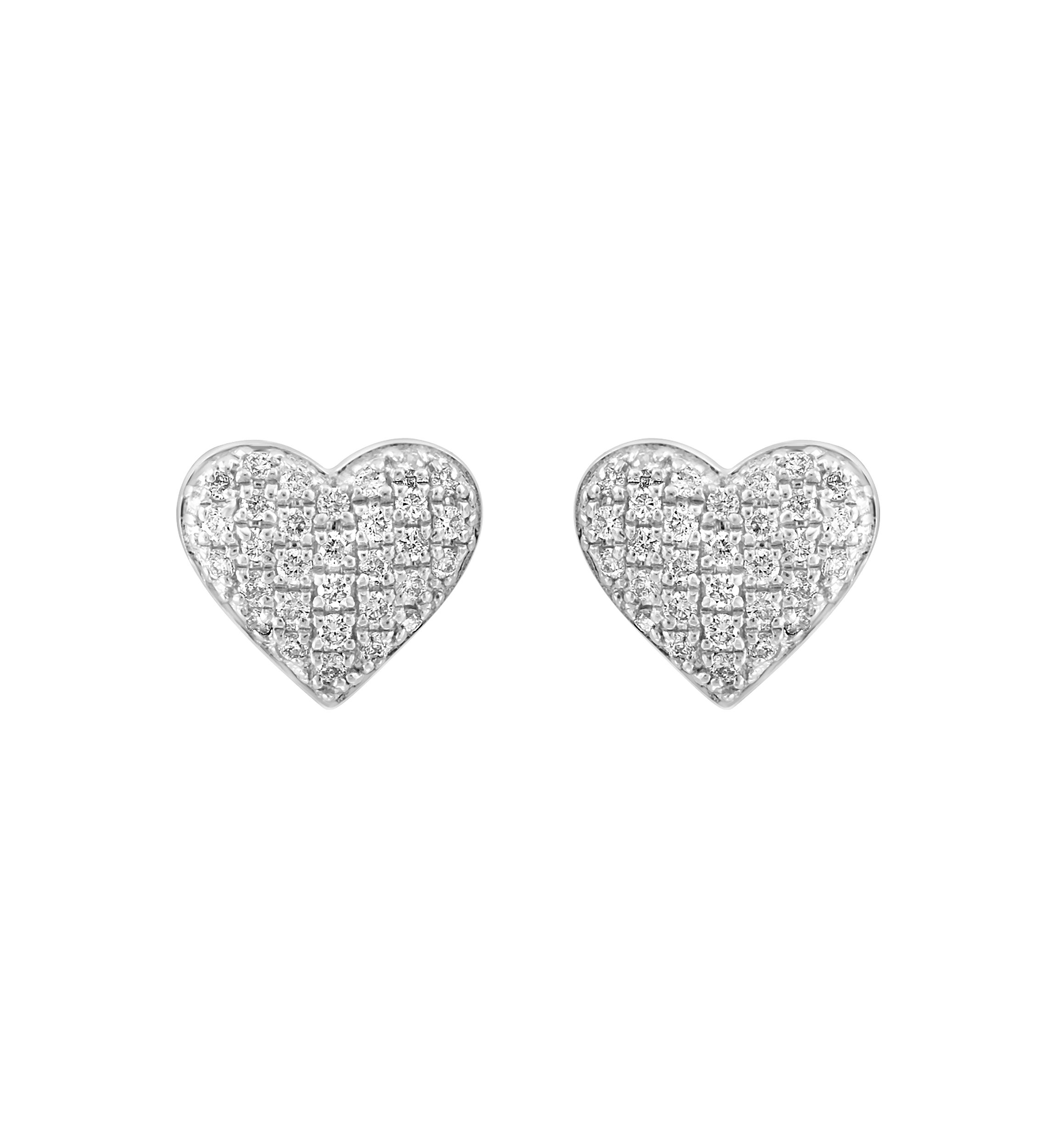925 Sterling Silver Diamond Heart Earrings
