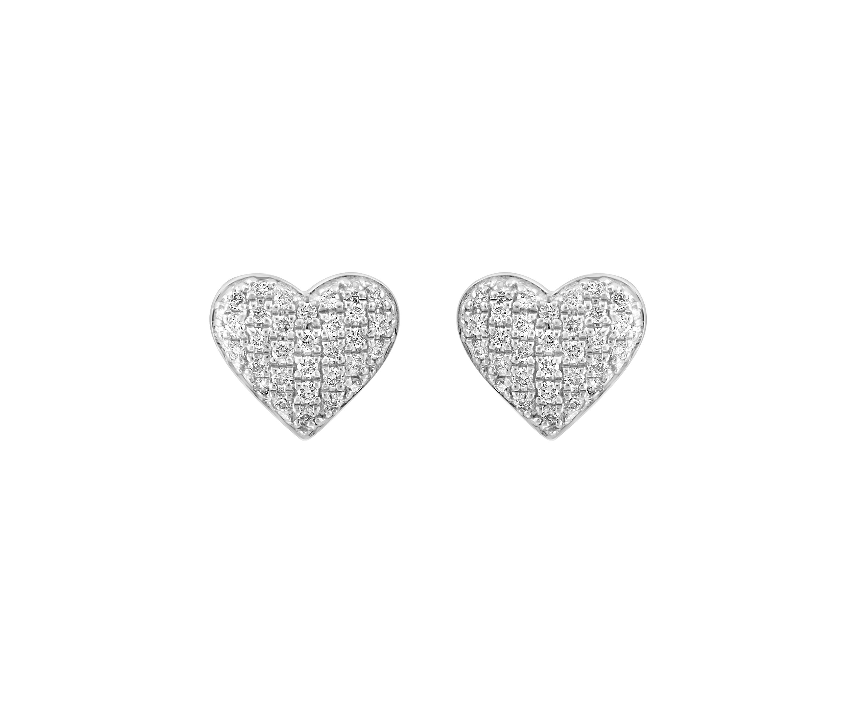 925 Sterling Silver Diamond Heart Earrings