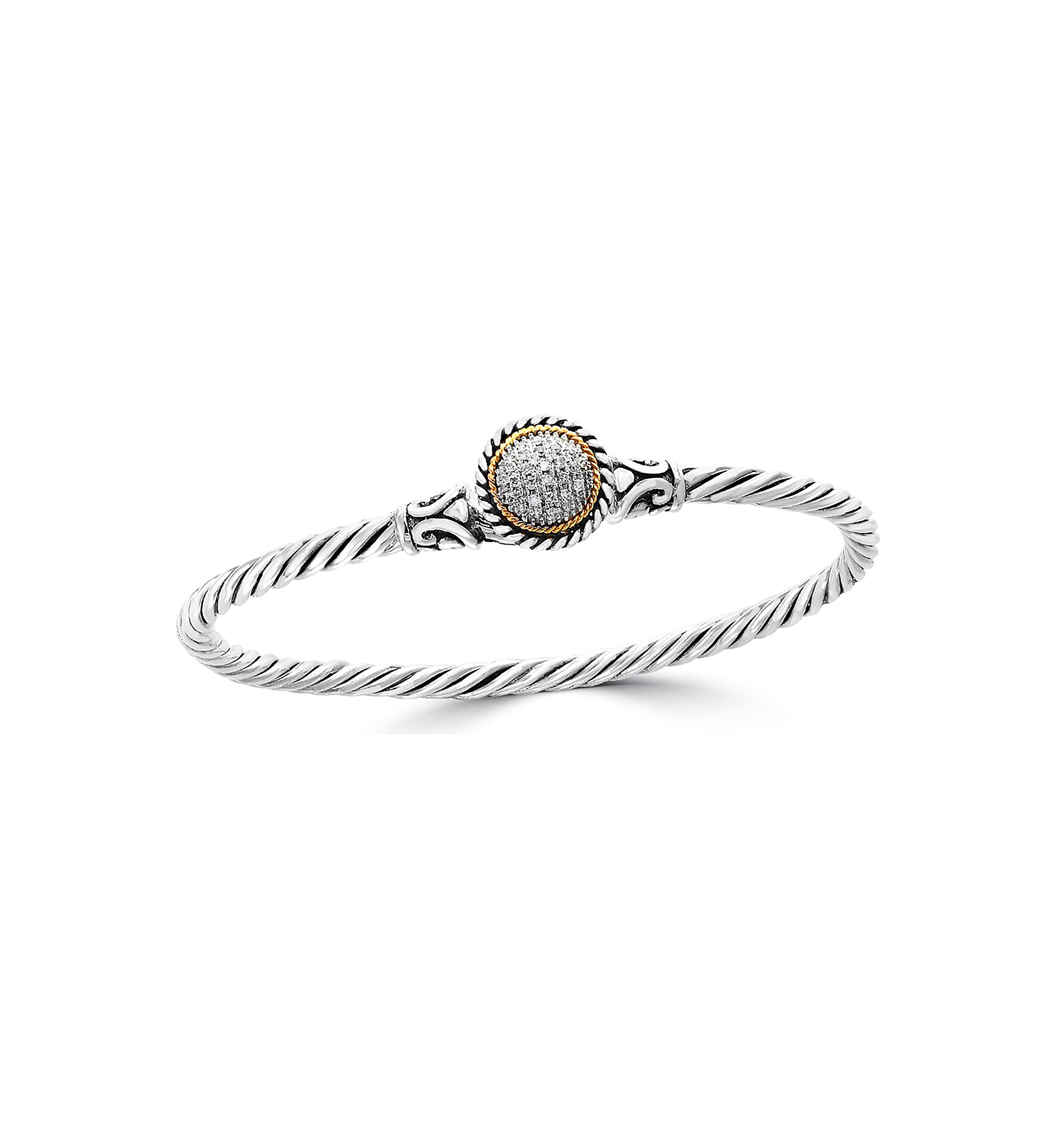 Sterling Silver/18K Yellow Gold Diamond Bangle