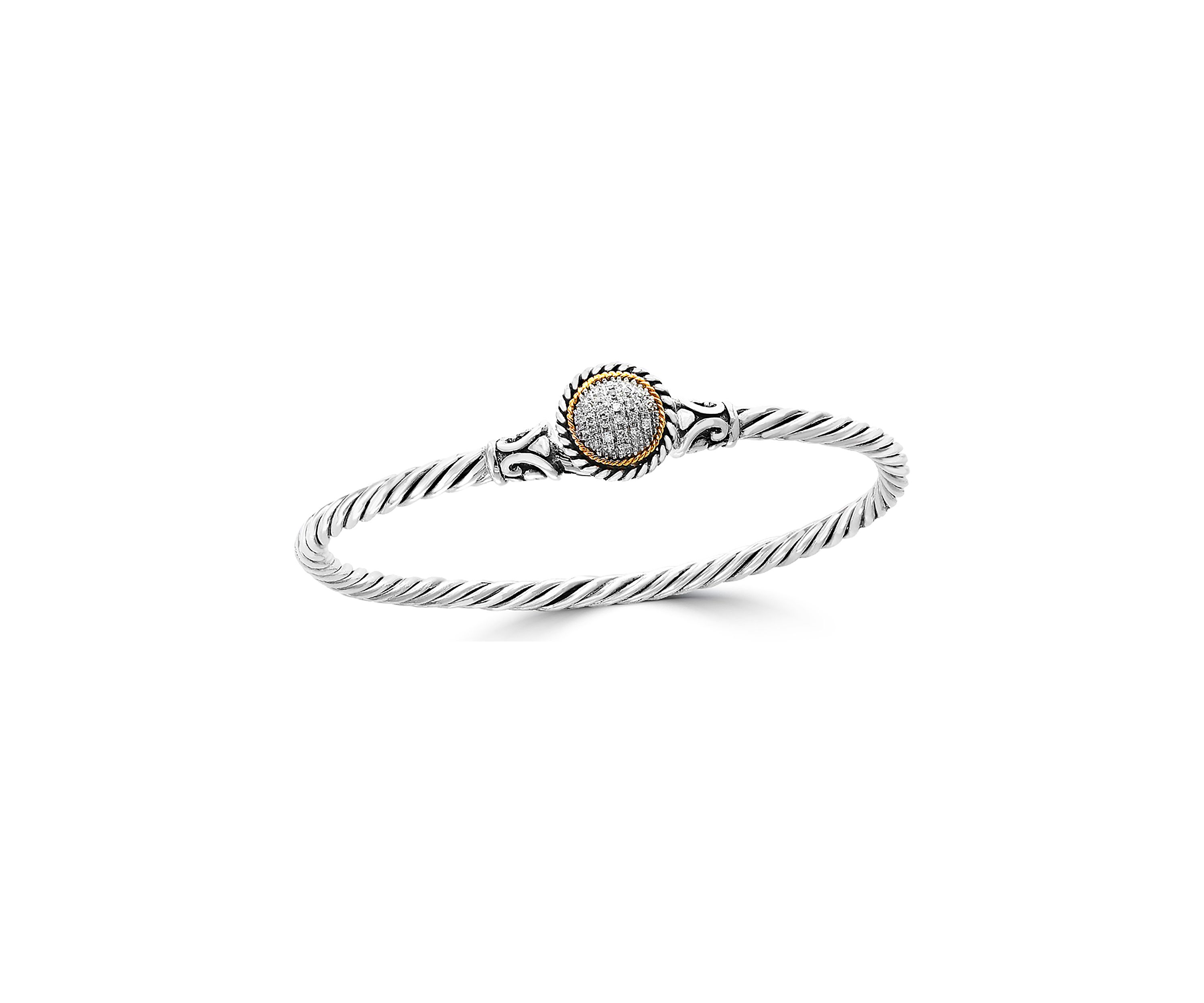Sterling Silver/18K Yellow Gold Diamond Bangle