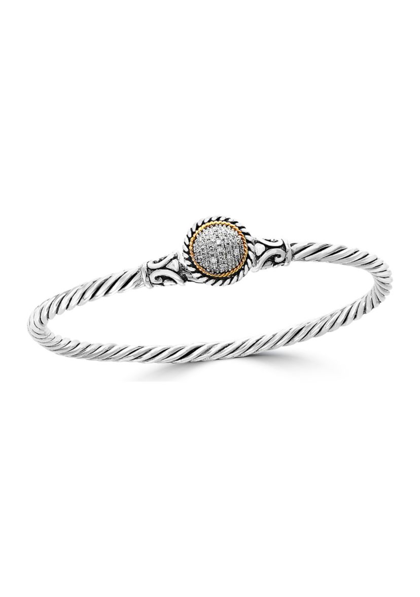 Sterling Silver/18K Yellow Gold Diamond Bangle
