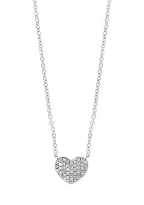Effy 1/8 Ct. T.w. Diamond Heart Necklace In Sterling Silver