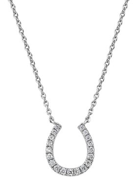 Effy 1/8 Ct. T.w. Diamond Horseshoe Necklace In Sterling Silver