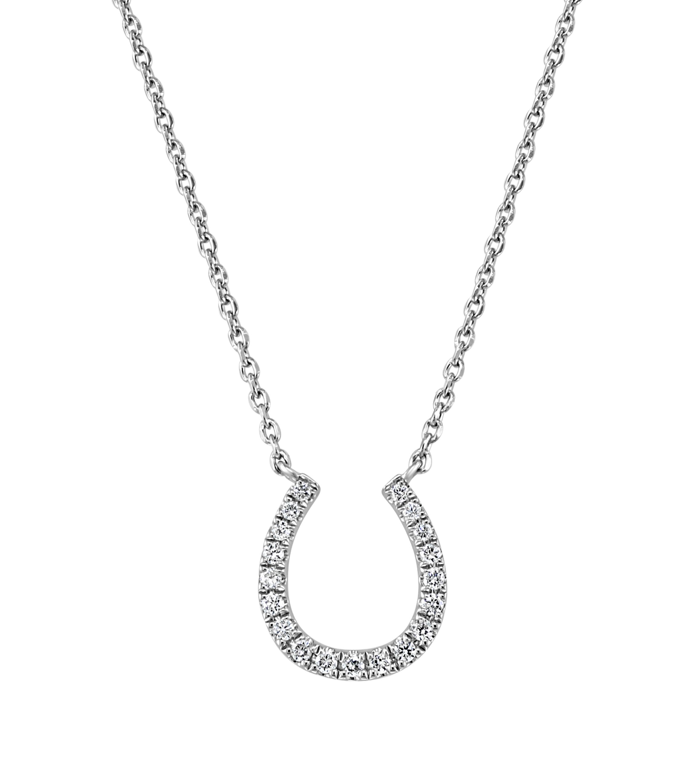 1/8 ct. t.w. Diamond Horseshoe Necklace in Sterling Silver