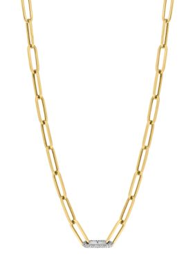 Effy 1/4 ct. t.w. Diamond Paperclip Necklace in Gold Over Sterling Silver, 16 in