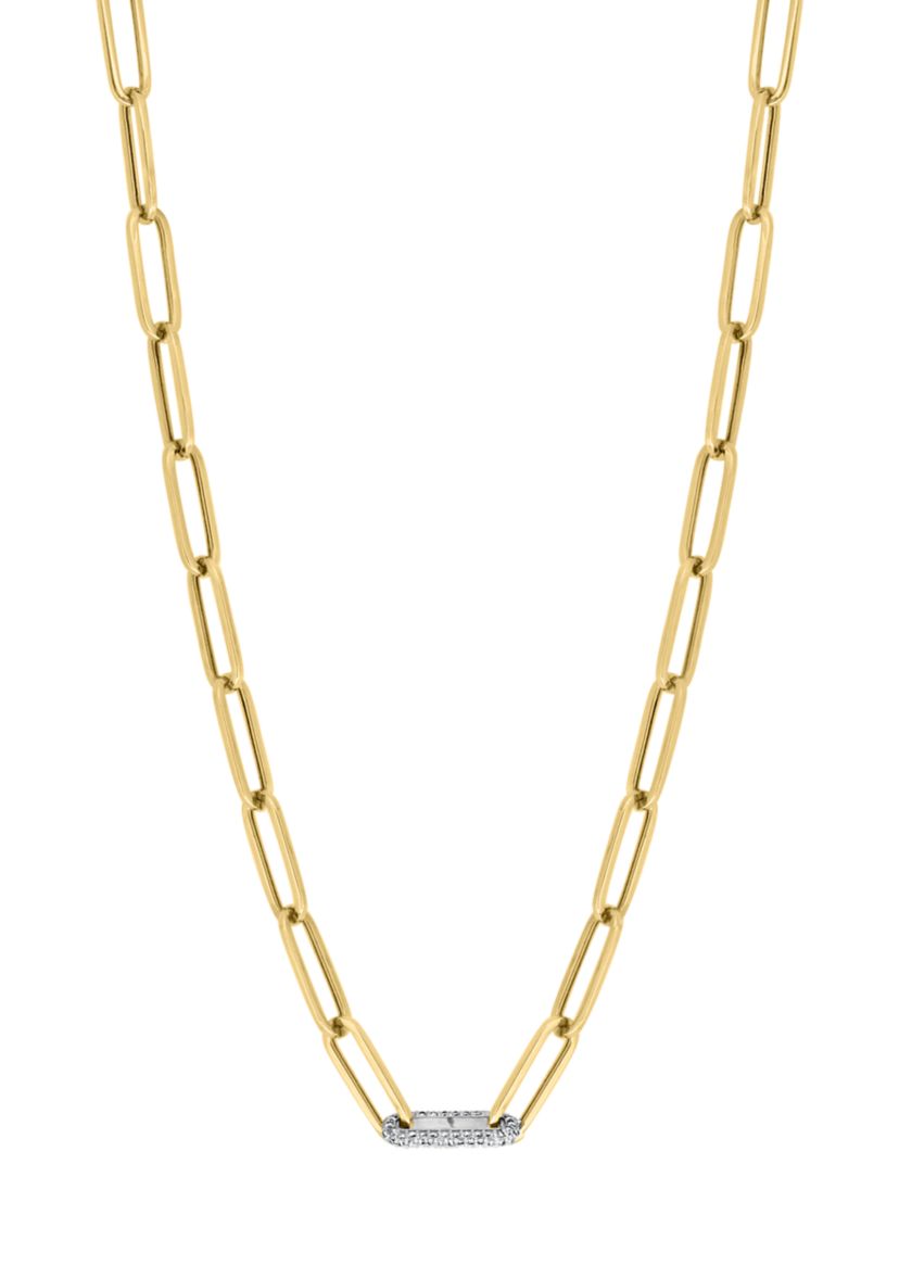 1/4 ct. t.w. Diamond Paperclip Necklace in Gold Over Sterling Silver