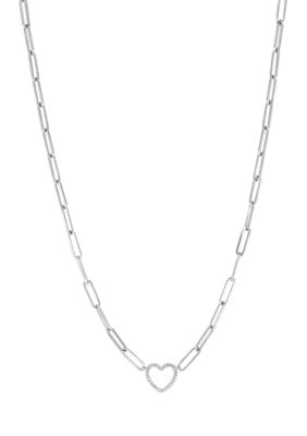 Effy 1/10 Ct. T.w. Diamond Heart Paperclip Necklace