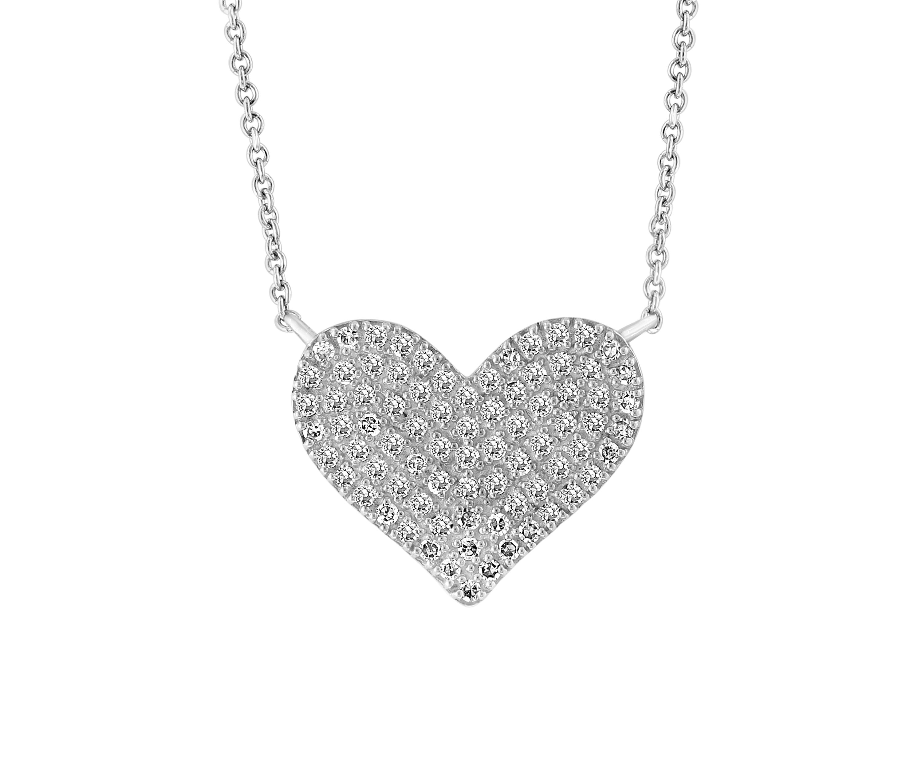 Diamond Heart Necklace in Sterling Silver