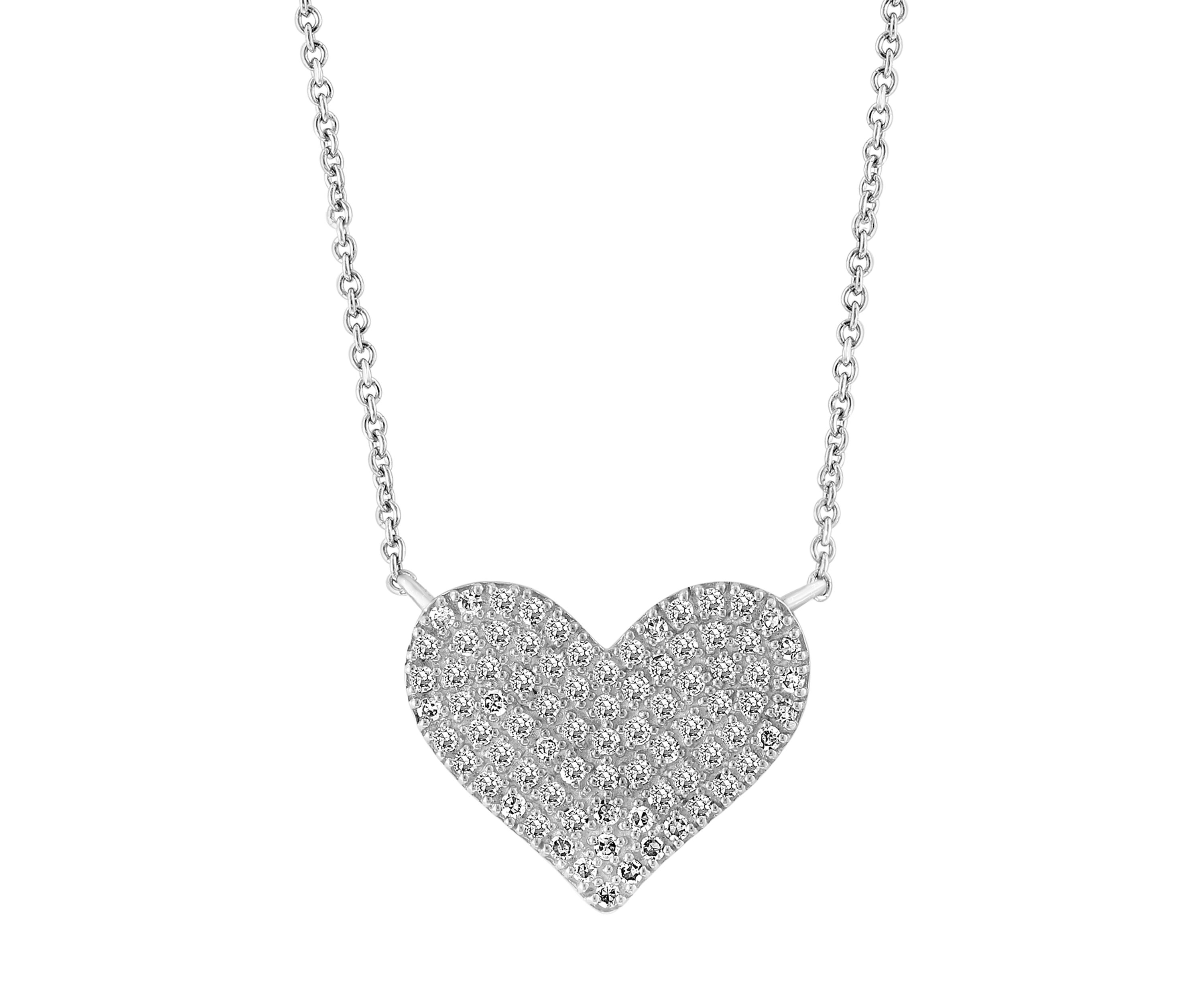 Diamond Heart Necklace in Sterling Silver