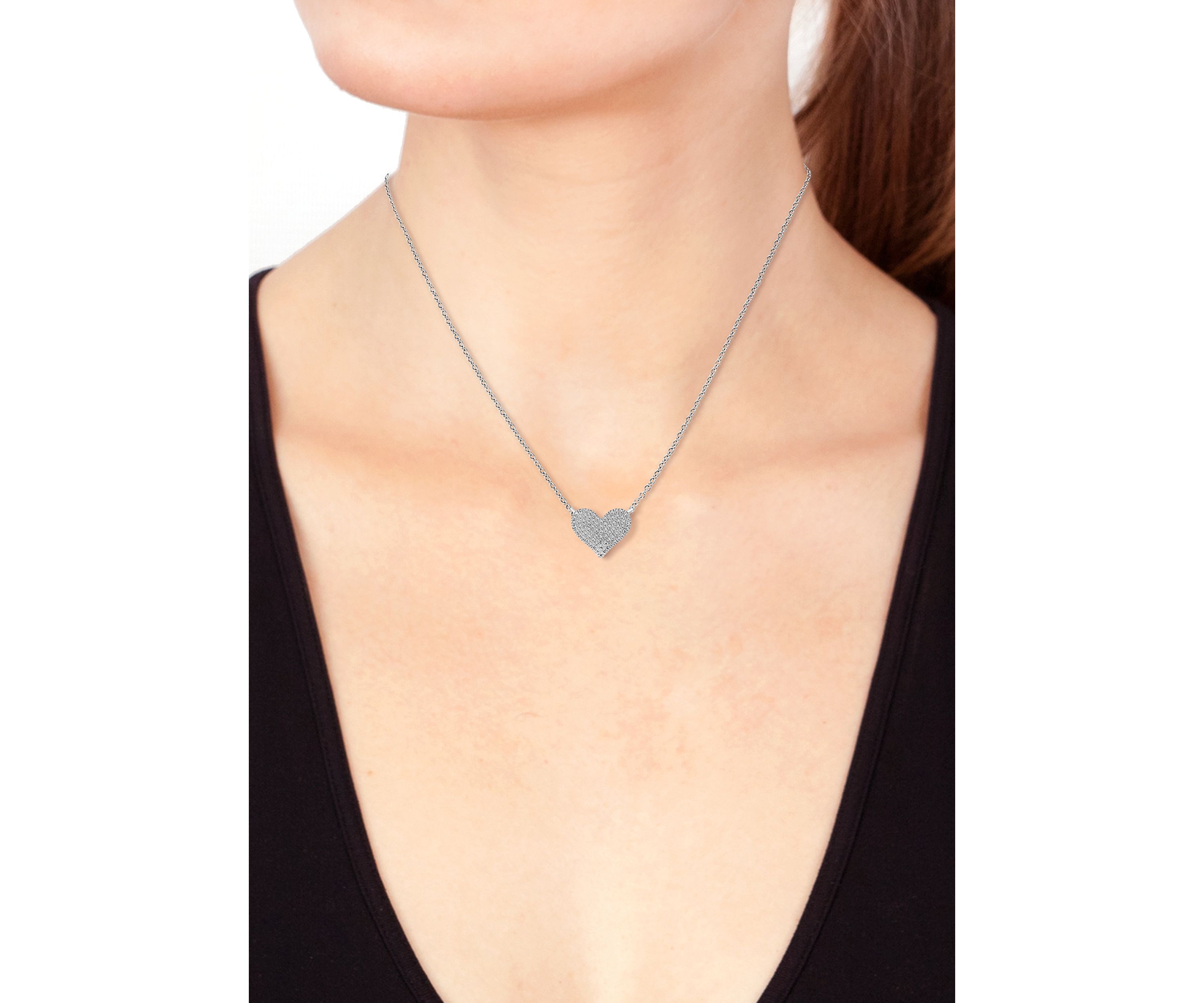 Diamond Heart Necklace in Sterling Silver