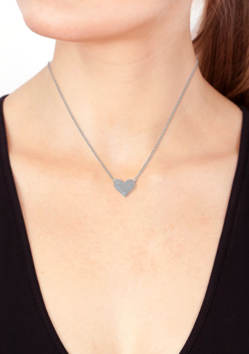 Diamond Heart Necklace in Sterling Silver
