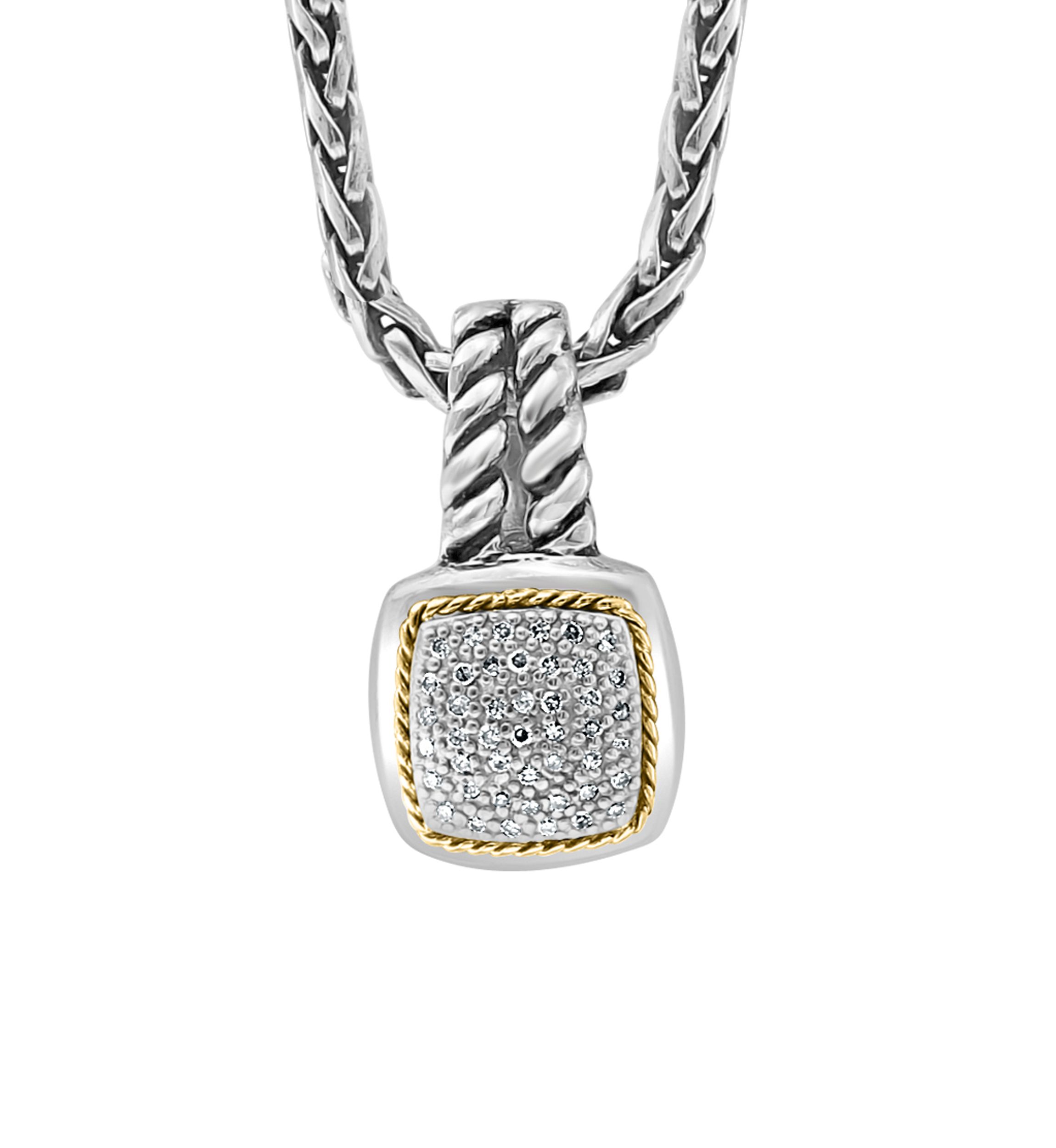Sterling Silver/18K Yellow Gold Diamond Pendant Necklace