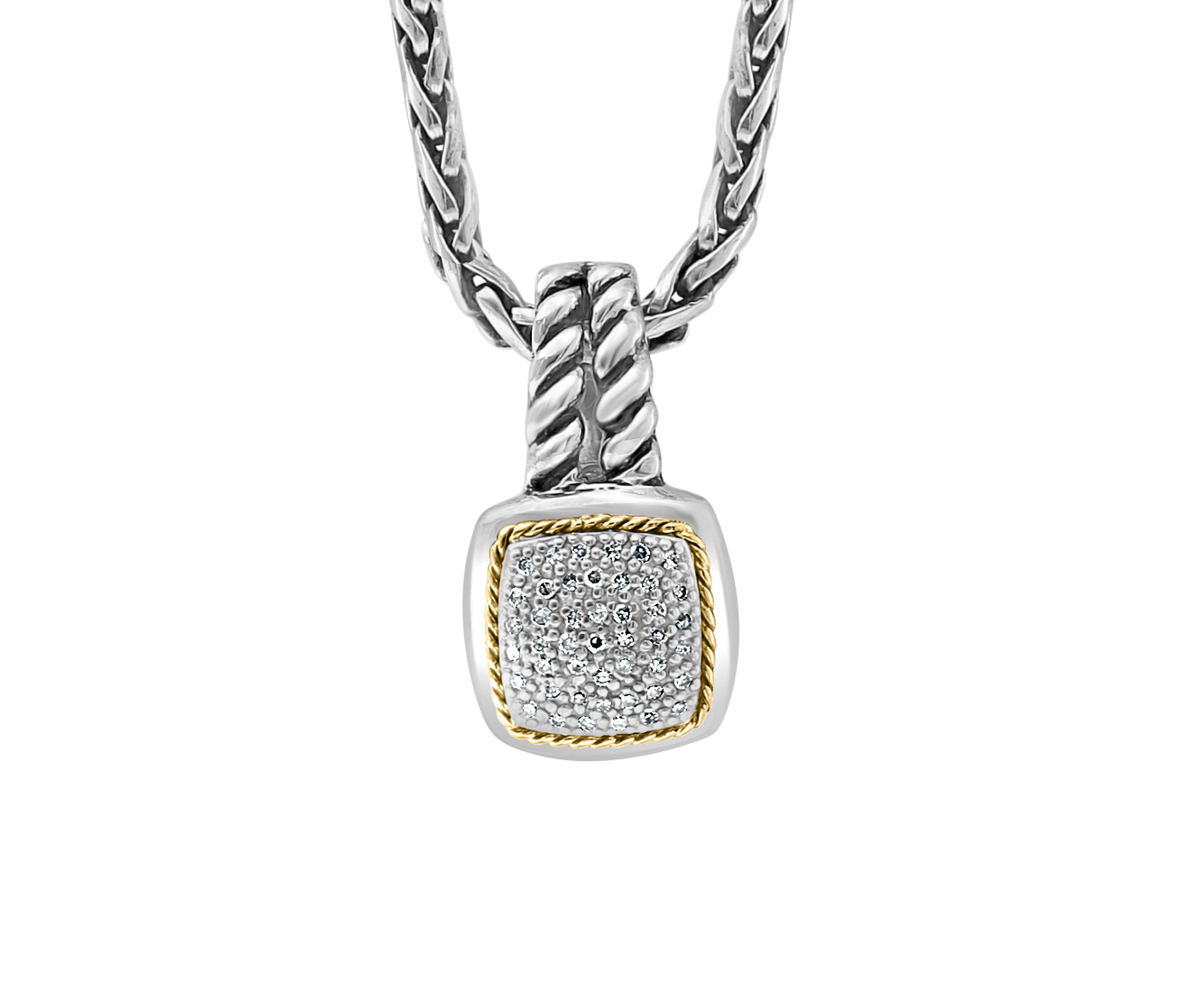 Sterling Silver/18K Yellow Gold Diamond Pendant Necklace